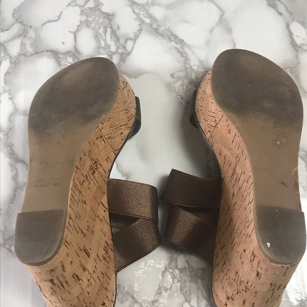 STEVEN by Steve Madden Bronze Strap Cork Wedges - Picture 6 of 6